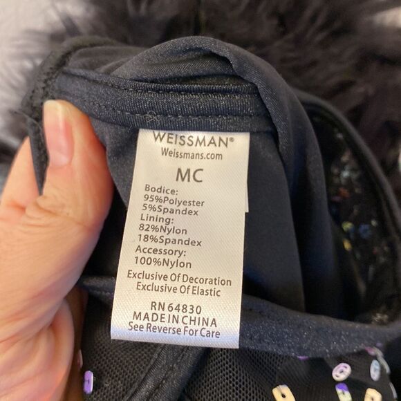 WEISSMAN Dance costume The Beautiful People
13601 Aqua black feather sassy MC - Picture 8 of 12